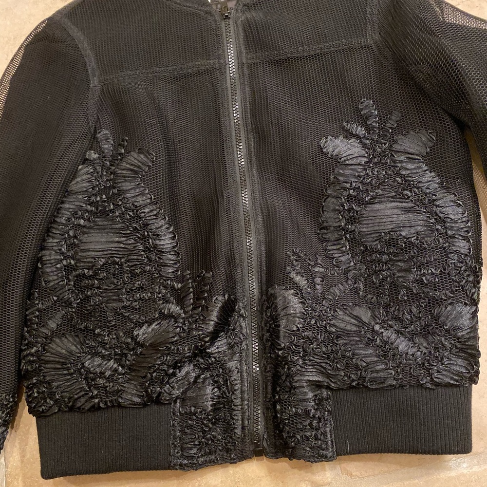 Mesh Embroidered Bomber Jacket - Picture 3 of 8